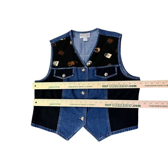 Stonebridge Denim Vest Womens XL Purse Print Western Button Front Used - Picture 9 of 16